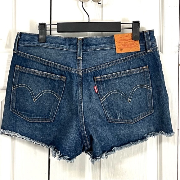 LEVI’S 501 Button Fly Premium Dark Wash Vintage Denim Cutoff Jean Shorts Size 29 - Picture 7 of 13